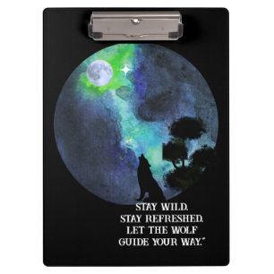 Porte-bloc Joli loup sous la lune du ciel \romantique aquarel