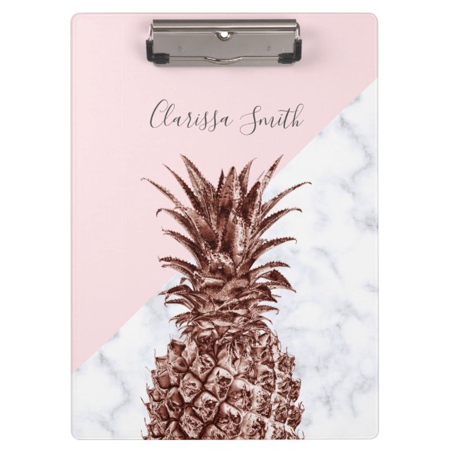 Porte-bloc Joli marbre rose élégant de blanc d'ananas d'or (Devant)