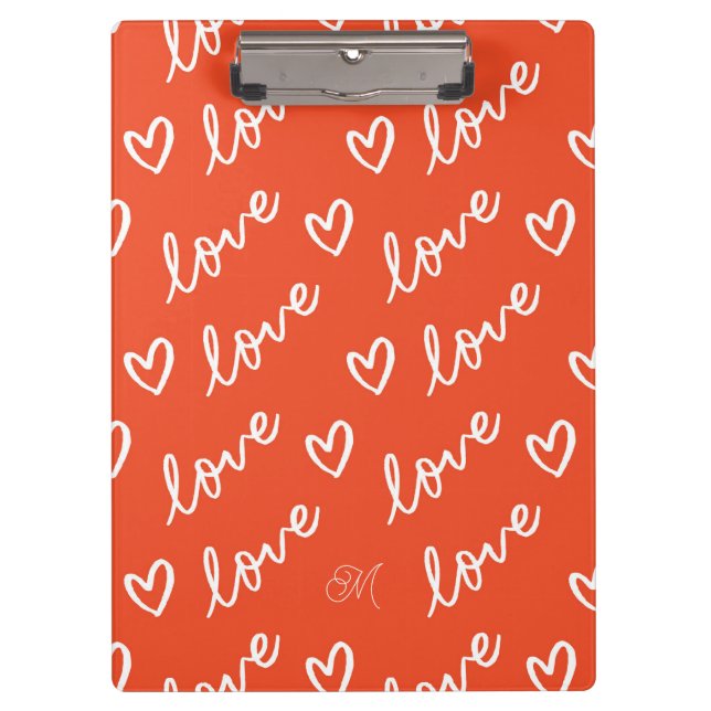 Porte-bloc Joli Monogramme Rouge Lettres Amour & Doodles Coeu (Devant)