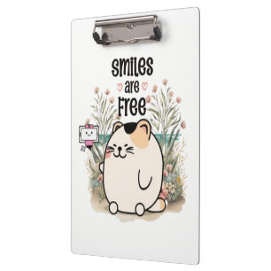 Porte-bloc Joli petit chat "Les sourires sont gratuits" Burea