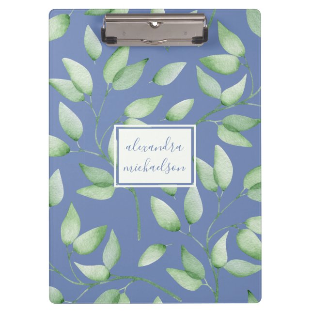 Porte-bloc Jolie aquarelle Feuilles botaniques avec nom (Devant)
