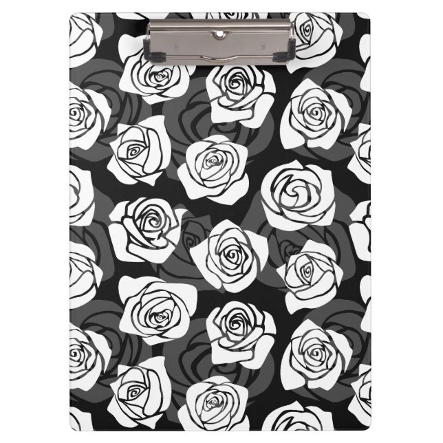 Porte-bloc Jolies roses Vintages en noir et blanc (Devant)