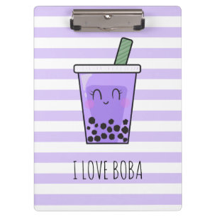 Porte-bloc Kawaii Bubble Tea I Love Boba Taro Ube Purple