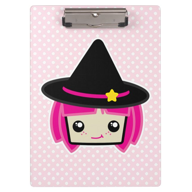 Porte-bloc Kawaii Pink Haired Witch Clip Board (Devant)