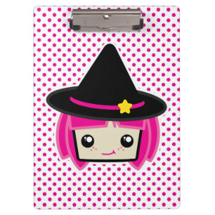 Porte-bloc Kawaii Pink Haired Witch Clip Board