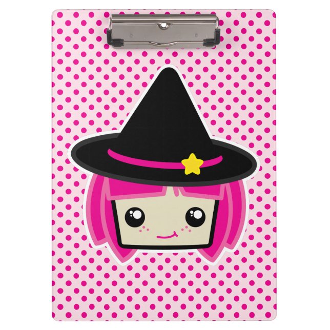 Porte-bloc Kawaii Pink Haired Witch Clip Board (Devant)