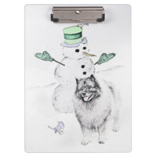 Porte-bloc Keeshond Noël Snowman Peinture Chien Art