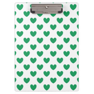 Porte-bloc Kelly Coeurs polka vert sur blanc