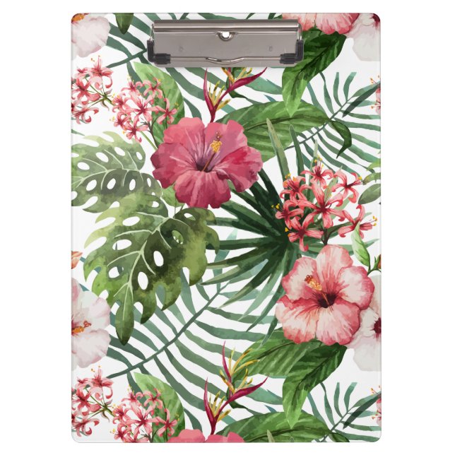 Porte-bloc La ketmie tropicale fleurit le motif de feuillage (Devant)