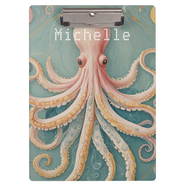 Porte-bloc La pieuvre pastel du récif enchanté (Devant)