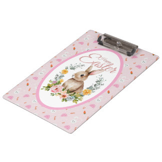 Porte-bloc Lapin à l'aquarelle dans une couronne florale de P