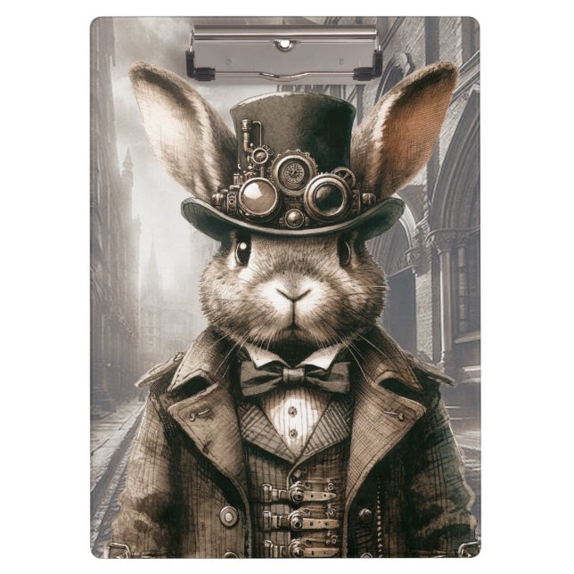 Porte-bloc Lapin Steampunk à Londres  (Devant)
