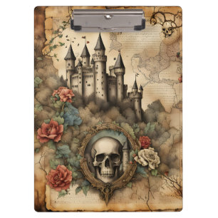Porte-bloc Le crâne dans un cadre Fairytale Junk Journal Page