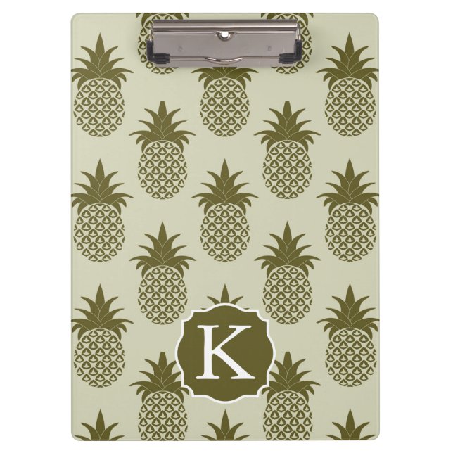 Porte-bloc Le motif kaki | d'ananas ajoutent votre initiale (Devant)