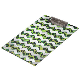 Porte-bloc Leopard Chevron noir et vert