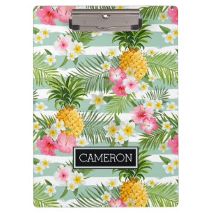Porte-bloc Les fleurs et les rayures de Teal d'ananas  