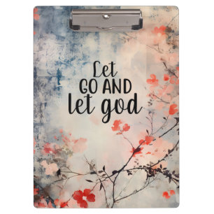 Porte-bloc Let Go and Let God Coral Blue Floral Art Christian