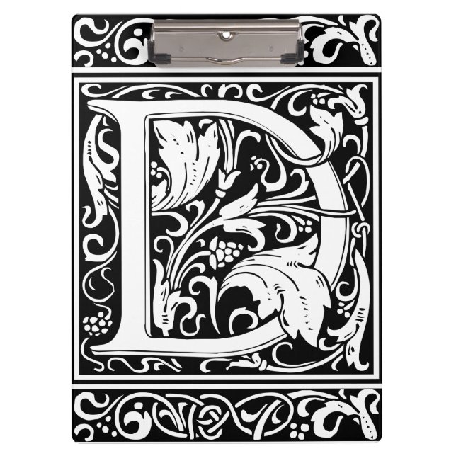 Porte-bloc Lettre D Monogramme médiéval Art Nouveau (Devant)