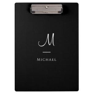 Porte-bloc Lettre initiale Nom du monogramme Modèle noir blan
