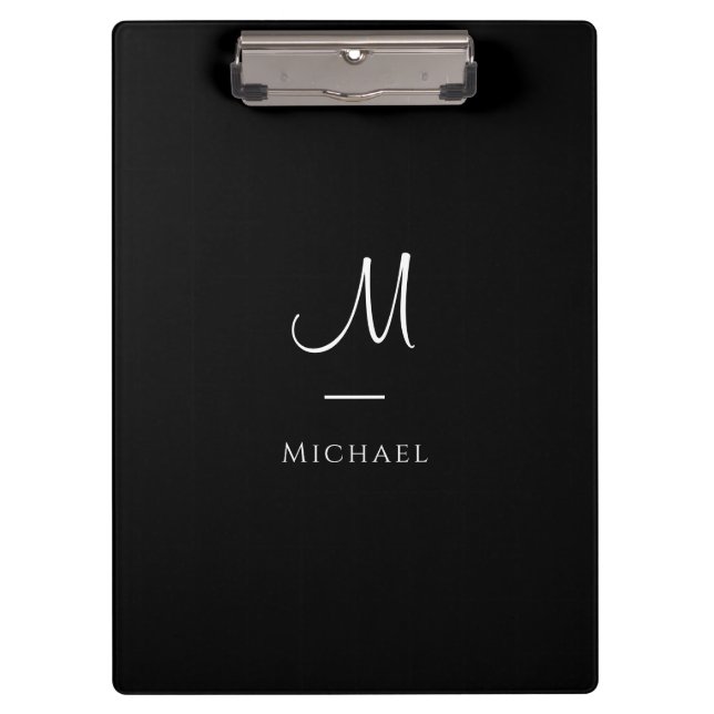 Porte-bloc Lettre initiale Nom du monogramme Modèle noir blan (Devant)