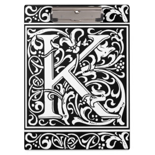 Porte-bloc Lettre K Monogramme médiéval Art Nouveau