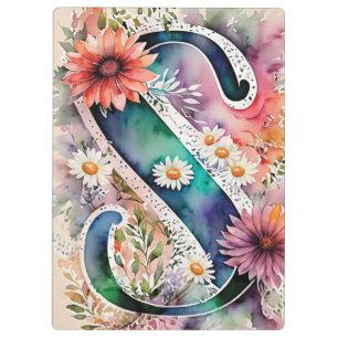 Porte-bloc LETTRE PERSONNALISÉE S Aquarelle Florale Professeu