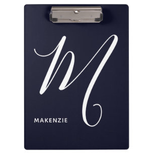 Porte-bloc Lettre Script monogramme M Navy Blue