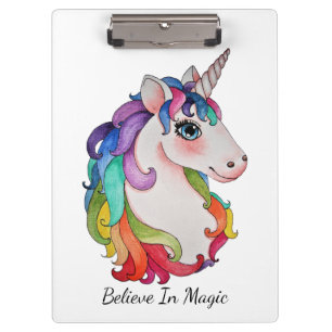 Porte-bloc Licorne d'aquarelle avec des cheveux d'arc-en-ciel