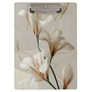 Porte-bloc Lily Blanc Or Minimaliste Élégant Neutre