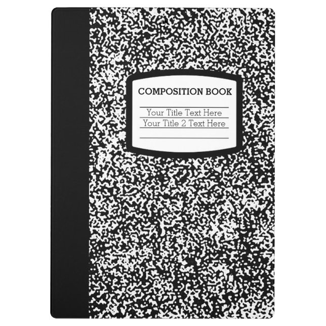 Porte-bloc Livre de composition personnalisé Noir/Blanc École (Dos)