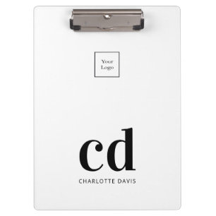 Porte-bloc Logo blanc noir monogramme initiales affaires