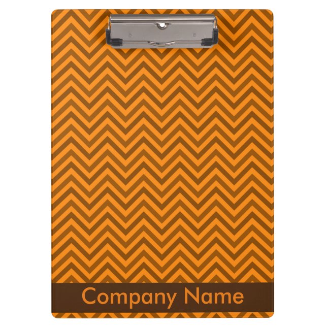 Porte-bloc Logo de la société Elegant Brown & Orange Zigzag (Devant)