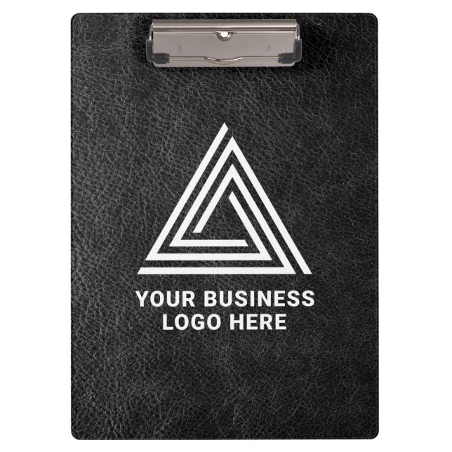 Porte-bloc Logo d'entreprise moderne en cuir noir Faux (Devant)