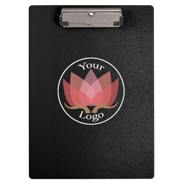 Porte-bloc LOGO Personnalisé En Cuir Noir (Devant)