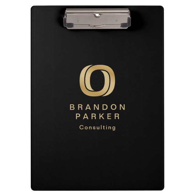Porte-bloc Logo professionnel simple Gold sur Noir (Devant)