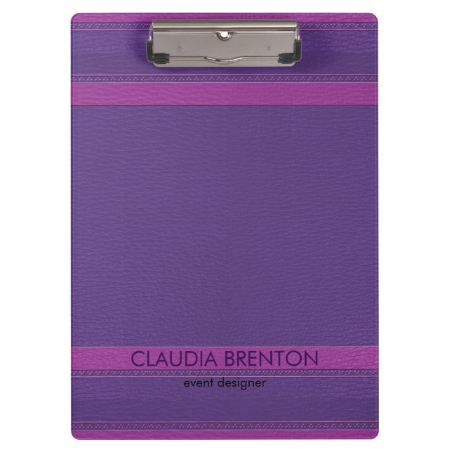 Porte-bloc Look en cuir violet moderne (Devant)
