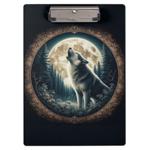 Porte-bloc Loup vintage et lune classique