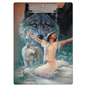 Porte-bloc Loups amérindiens et capteur de rêves