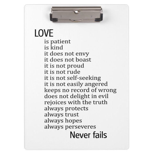 Porte-bloc Love is patient, love is kind (Devant)