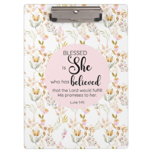 Porte-bloc Luc 1:45 Béni est Elle Aquarelle Rose Floral