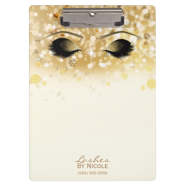 Porte-bloc Lumières brillantes Gold Maquillage Eyes Lashes Mo (Devant)