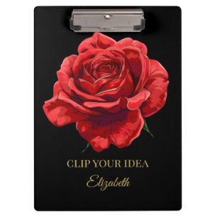 Porte-bloc Luxe Noir et Crimson Élégant Rose Texte personnali