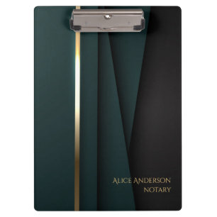 Porte-bloc Luxe or vert élégant notaire simple poche glam