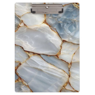 Porte-bloc Luxury White Blue Marble & Gold Veins Agate Stone