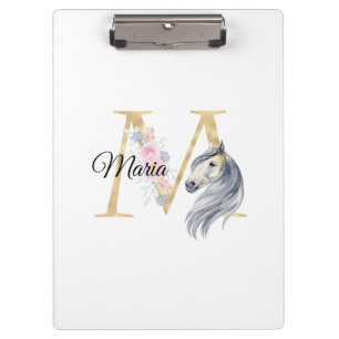 Porte-bloc M letter personalised name monogram with horse