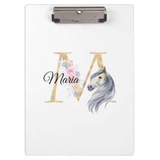 Porte-bloc M lettre nom personnalisé monogramme avec cheval 