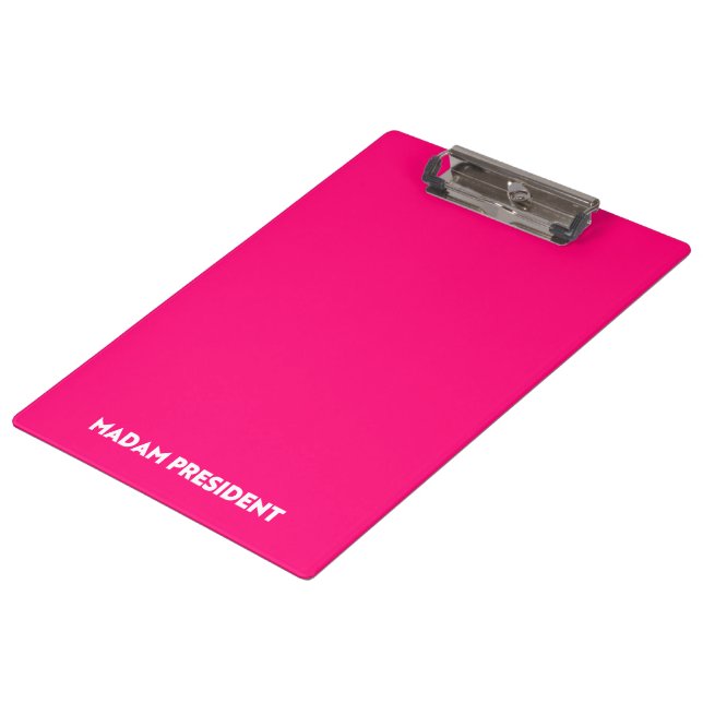 Porte-bloc Madam President typography minimalist hot pink (Incliné)