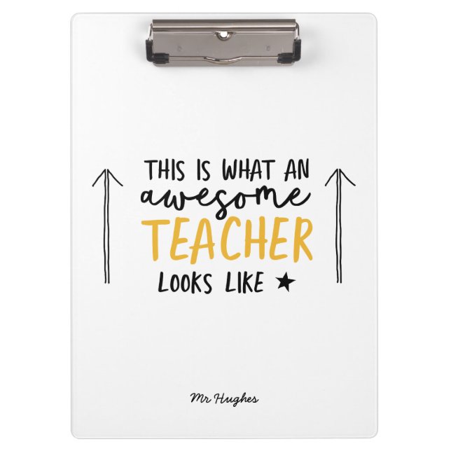 Porte-bloc Magnifique enseignant typographie moderne jaune (Devant)