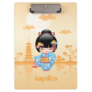 Porte-bloc Maiko Kokeshi Doll mignonne Geisha Girl Jaune