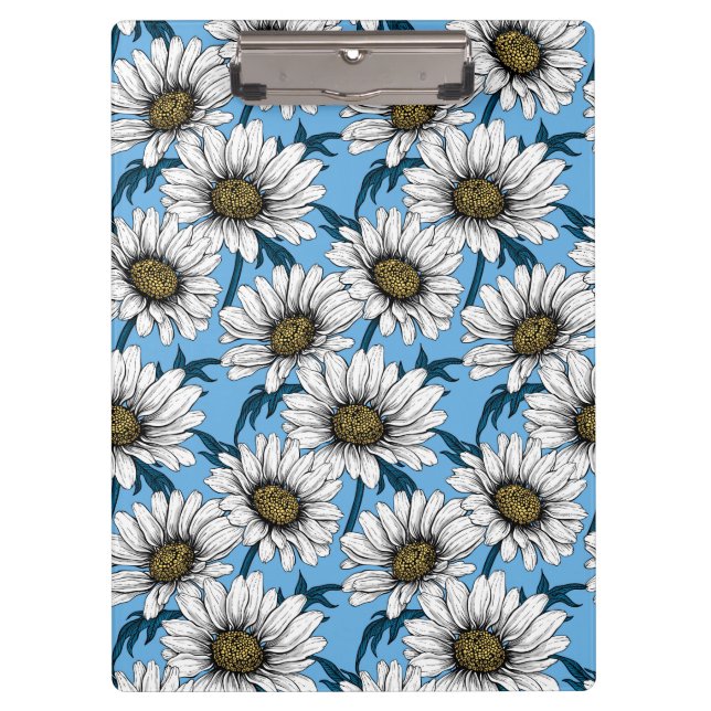 Porte-bloc Maisonnettes, fleurs sauvages sur bleu (Devant)